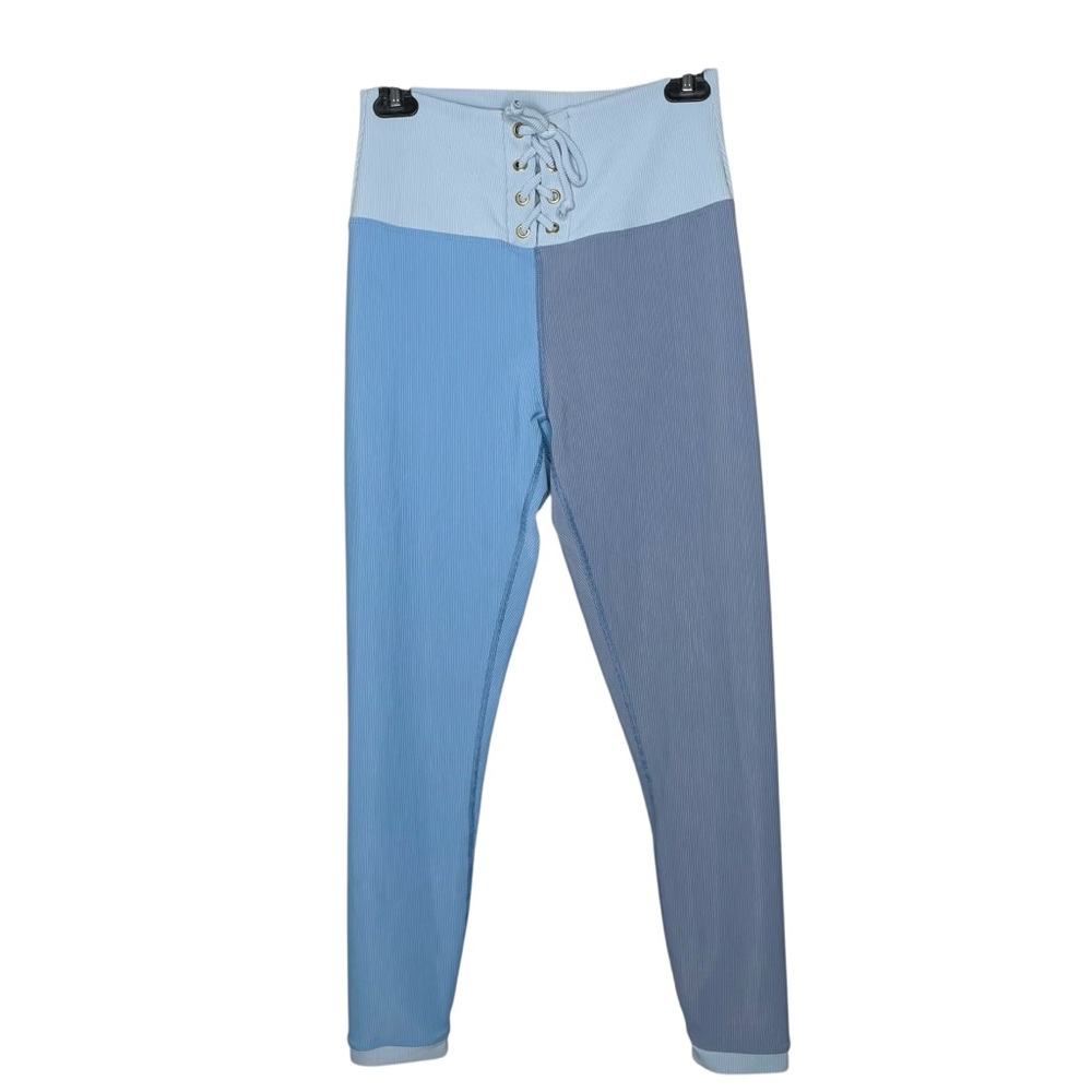 LoveShackFancy x Beach Riot Riley Blue Ribbed Lace Up Legging XL - Picture 8 of 16